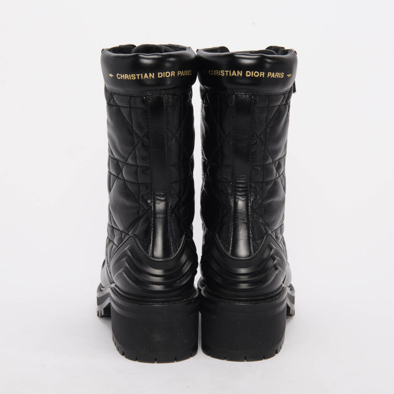 Dior Black Cannage Calfskin D-Leader Boots 37 - Blue Spinach