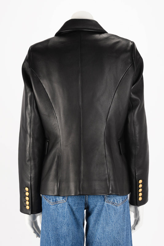 Balmain Black Lambskin Classic DB Blazer FR 46 - Blue Spinach