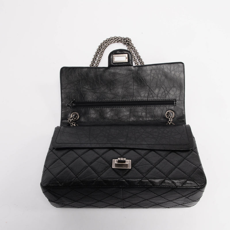 Chanel Black Aged Calfskin 2.55 Reissue 226 Flap Bag - Blue Spinach