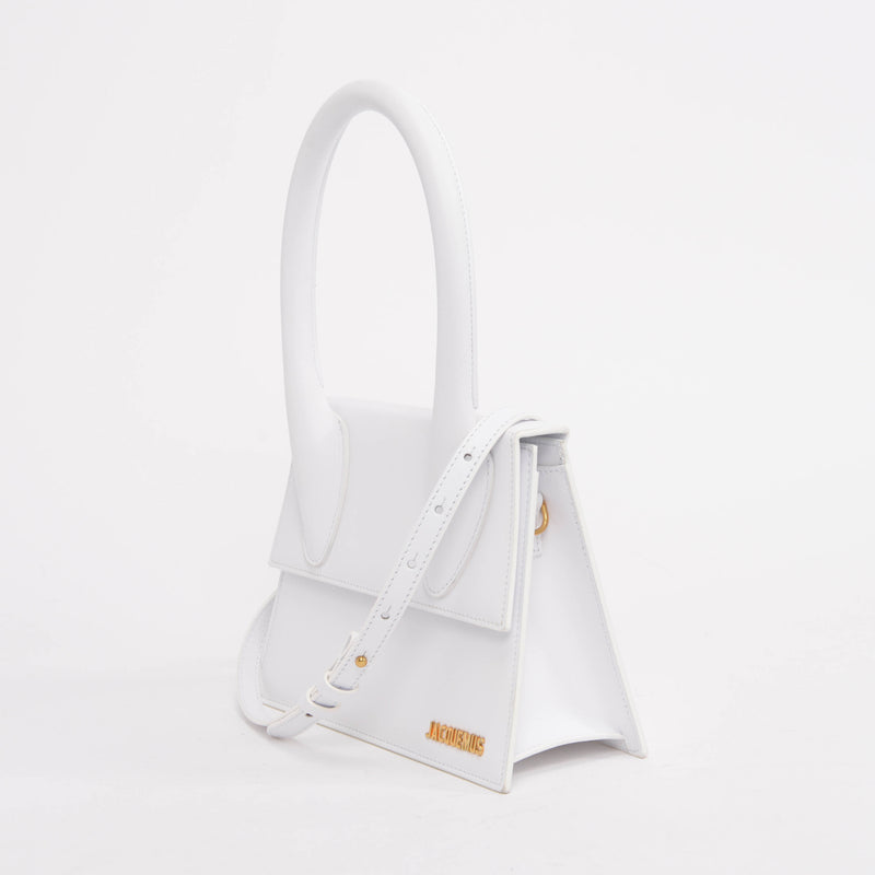 Jacquemus White Leather Le Grand Chiquito Bag - Blue Spinach