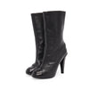 Chanel Black Calfskin CC Whipstitch Boots 37 - Blue Spinach