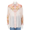 Zimmermann Pink & Khaki Laurel Relaxed Blouse 3 - Blue Spinach