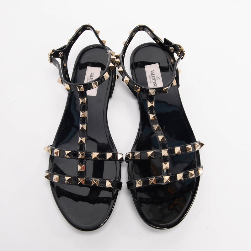 Valentino Black Jelly Rockstud Sandals 41 - Blue Spinach