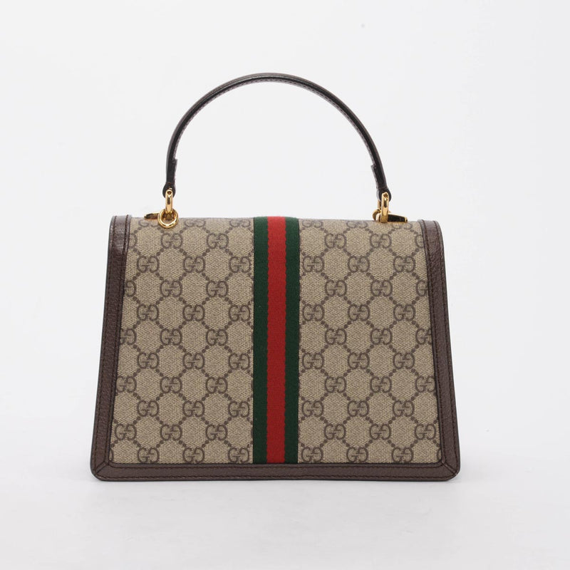 Gucci Beige GG Supreme Ophidia Small Top Handle Bag - Blue Spinach