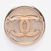 Chanel Light Gold Mesh Round CC Brooch - Blue Spinach