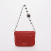 Miu Miu Red Matelasse Crystal Strap Shoulder Bag - Blue Spinach