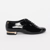 Chanel Black Patent Lace-Up CC Loafers 37.5 - Blue Spinach