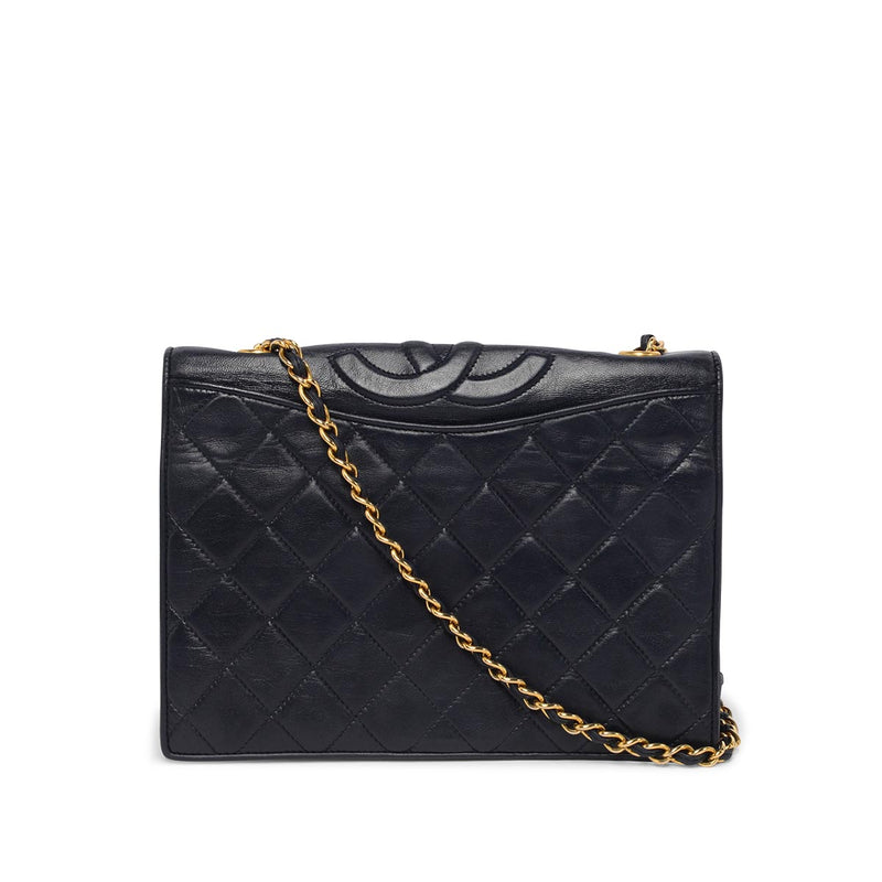 Chanel Vintage Navy Quilted Lambskin Small CC Flap Bag - Blue Spinach