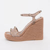 Valentino Poudre Satin Rope Rockstud Wedges 37 - Blue Spinach