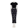 Valentino Black Wool Blend Floral Print Pant IT 40 - Blue Spinach