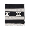 Chanel Black & White Cashmere CC Reversible Blanket - Blue Spinach