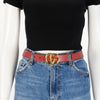 Gucci Red Leather GG Buckle Belt - Blue Spinach