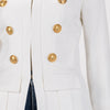 Balmain White Viscose Weave Epaulette Blazer FR 36 - Blue Spinach