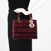 Dior Burgundy Cannage Velvet Medium Lady D-Lite Bag - Blue Spinach