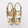 Prada Pink & Gold Metallic Snake & Croc Wedges 38.5 - Blue Spinach