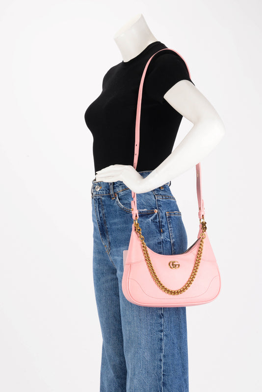 Gucci Pink Calfskin Small Aphrodite Shoulder Bag - Blue Spinach