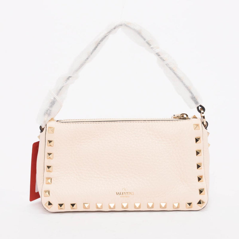 Valentino Light Ivory Grainy Calfskin Small Cross Body Bag - Blue Spinach