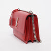 Saint Laurent Red Croc Embossed Medium Sunset Shoulder Bag - Blue Spinach