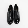 Chanel Black Patent Lace-Up CC Loafers 37.5 - Blue Spinach