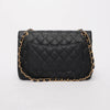 Chanel Black Quilted Caviar Large Classic Flap Bag - Blue Spinach