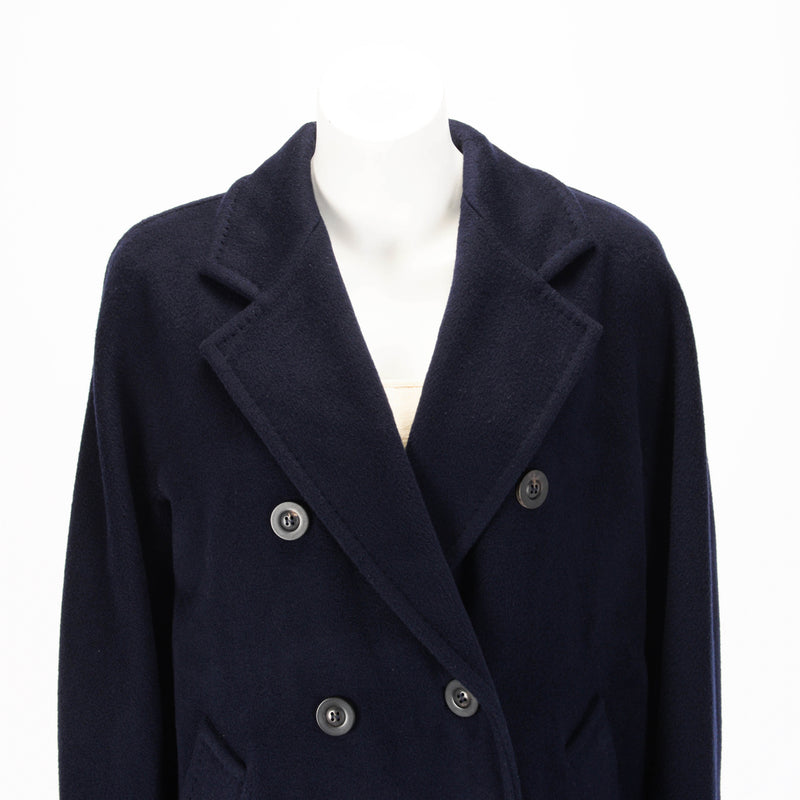 Max Mara Navy Wool Blend 101801 Icon D.B. Coat IT 38 - Blue Spinach