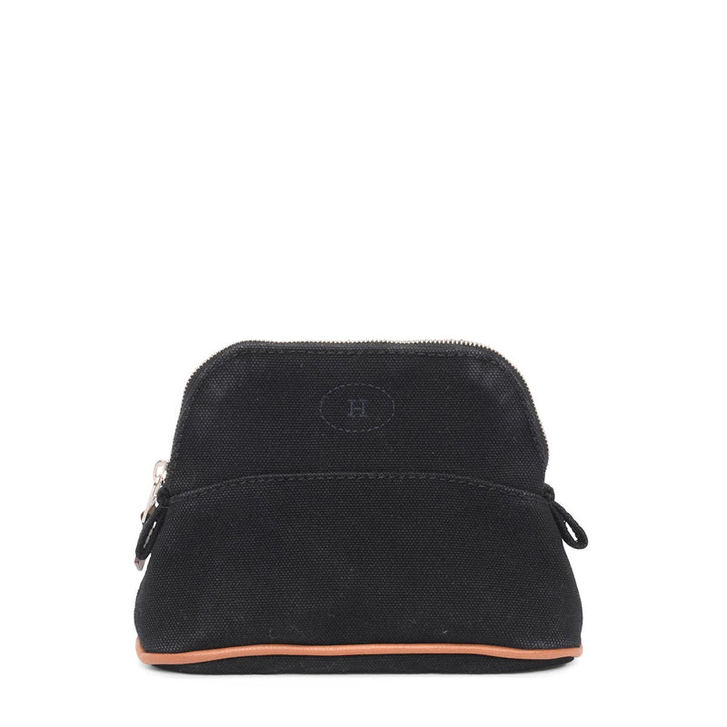 Hermes Black Canvas Bolide Mini Mini Model Pouch - Blue Spinach