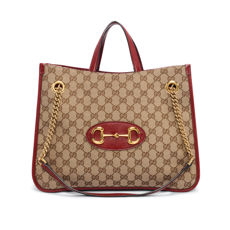 Gucci Red GG Canvas Horsebit Tote