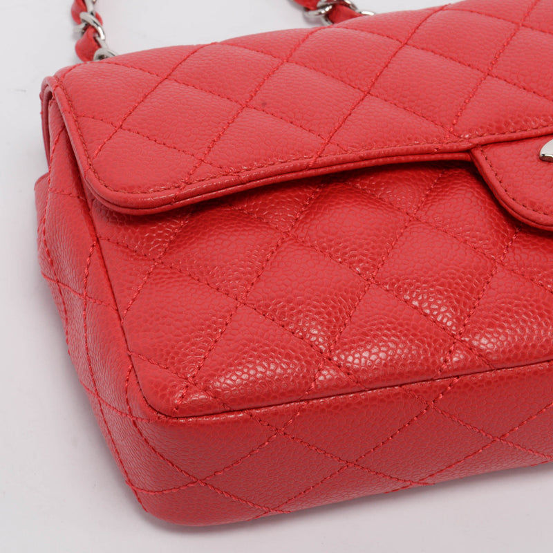 Chanel Red Caviar Leather East West Flap Bag - Blue Spinach