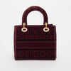 Dior Burgundy Cannage Velvet Medium Lady D-Lite Bag - Blue Spinach