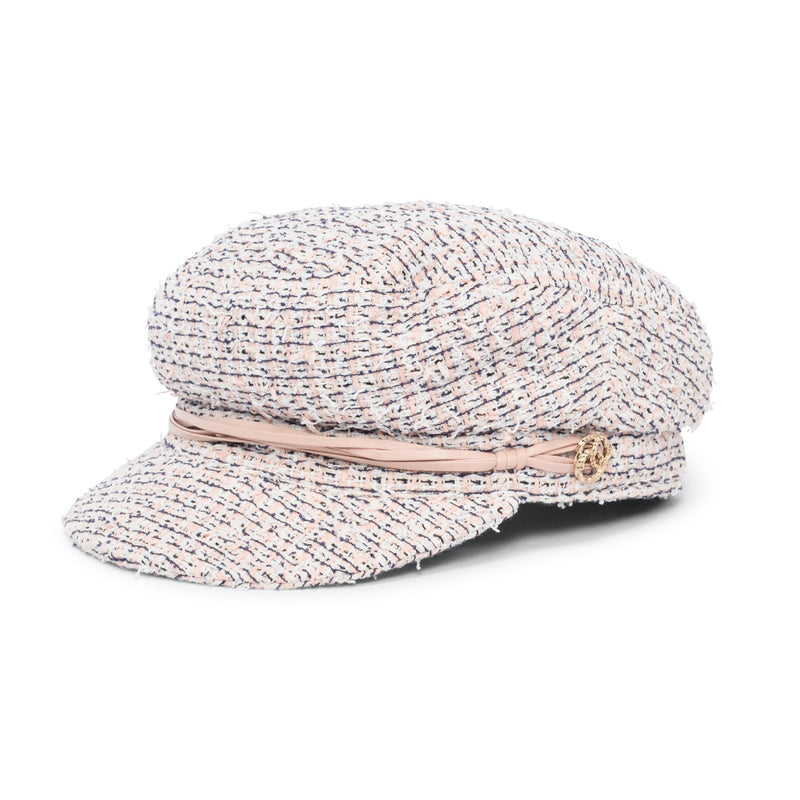 Chanel Pink Tweed Newsboy Cap - Blue Spinach