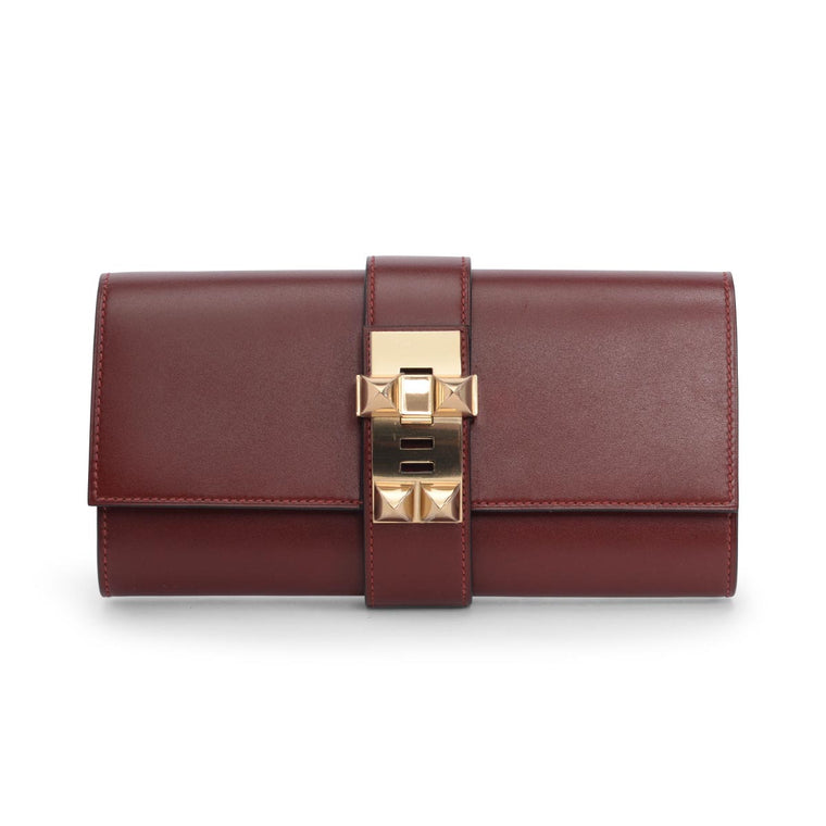 Hermes Rouge H Tadelakt Medor 23 Clutch