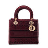 Dior Burgundy Cannage Velvet Medium Lady D-Lite Bag - Blue Spinach