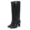 Celine Black Calfskin Claude Knee High Boots 39 - Blue Spinach