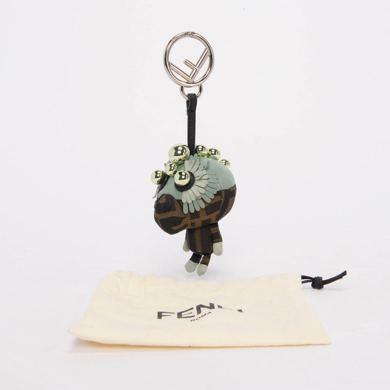 Fendi Tobacco Zucca Space Monkey Bag Charm - Blue Spinach