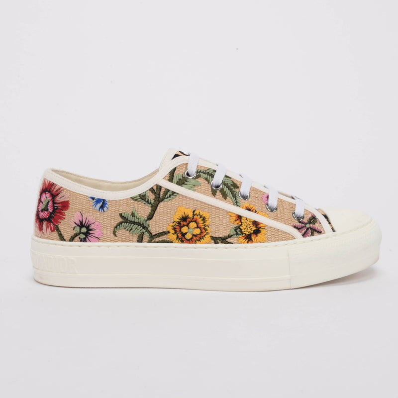 Dior Multi Colour Floral Embroidered Walk'N'Dior Sneakers 38 - Blue Spinach