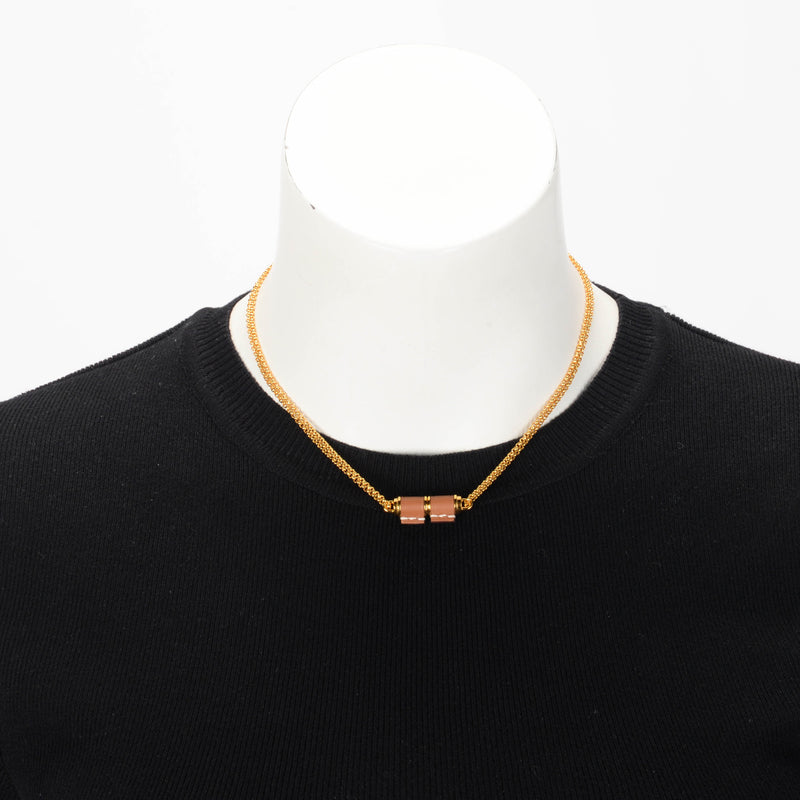 Hermes Gold Plated Charniere Small Model Necklace - Blue Spinach