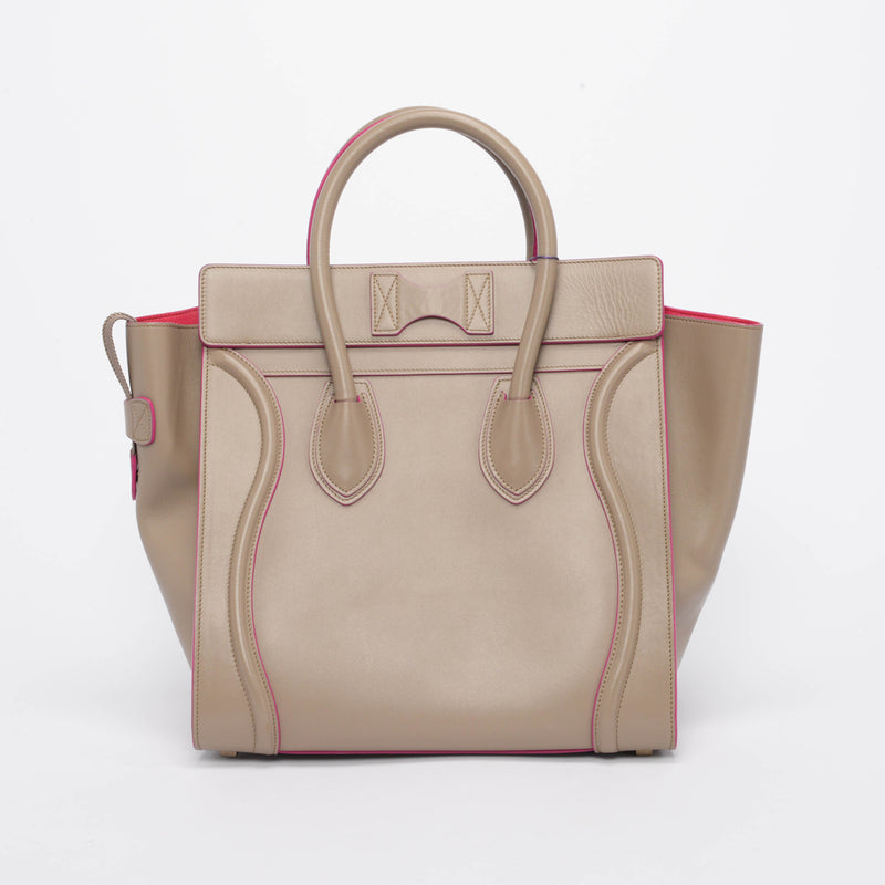 Celine Beige Palmelato Calfskin Mini Luggage Tote - Blue Spinach