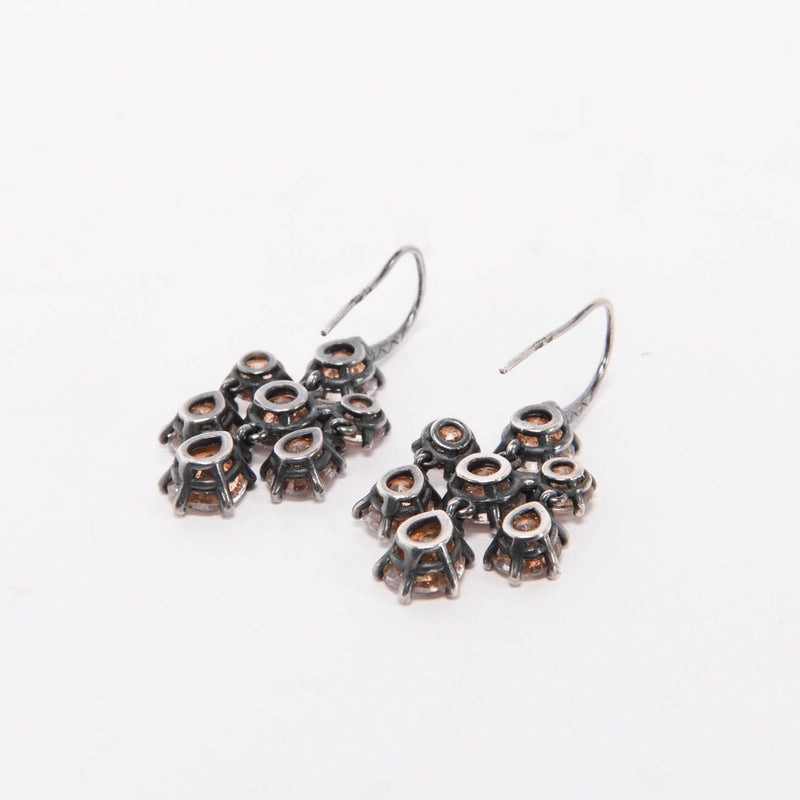 Bottega Veneta Orange Oxidised Silver Chandelier Earrings - Blue Spinach