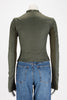 Rick Owens Khaki Leather Cropped Jacket XS - Blue Spinach