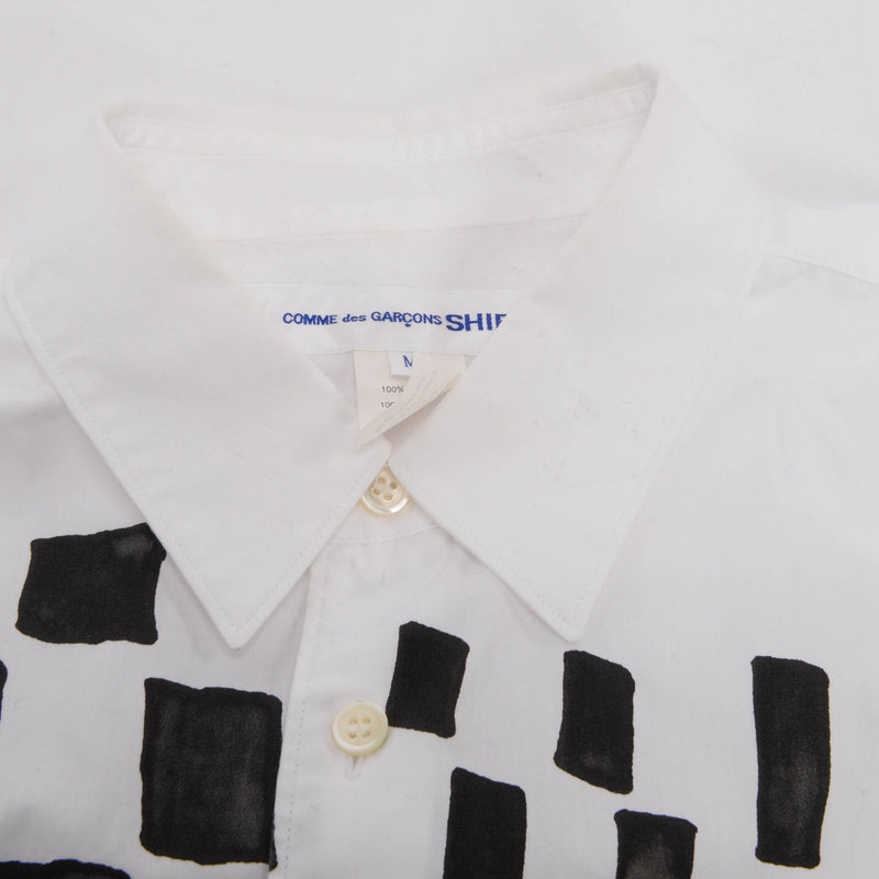 Comme Des Garcons White Cotton Printed Shirt M - Blue Spinach