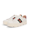 Gucci White Leather Ace Embroidered Platform Sneakers 39.5 - Blue Spinach