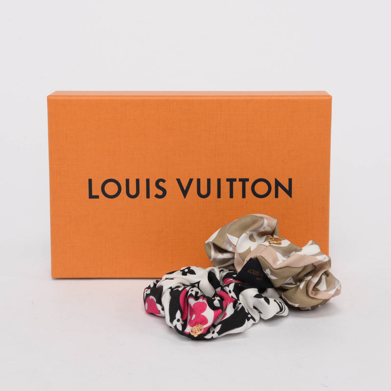 Louis Vuitton Multicolour Silk Hair Scrunchie Set - Blue Spinach