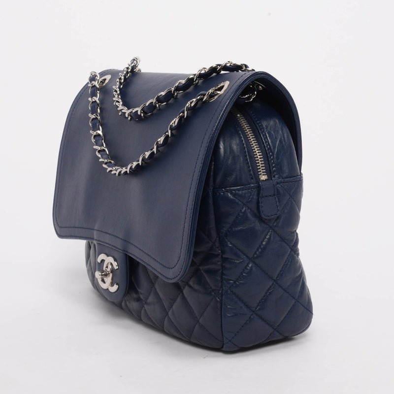 Chanel Blue Calfskin In The Mix Single Flap Bag - Blue Spinach