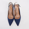 Aquazzura Navy Grosgrain Portrait Of Lady Slingbacks 39.5 - Blue Spinach