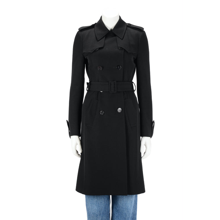 Balenciaga Black Twill Trench Coat FR 38