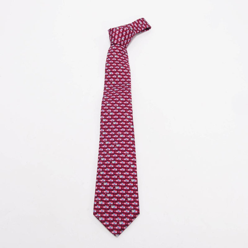 Bulgari Red Pictorial Tie - Blue Spinach