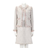 Chanel Pastel Fantasy Tweed Fringed Skirt Suit FR 42 - Blue Spinach