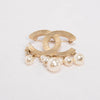 Chanel Light Gold Pearl Detail Brooch - Blue Spinach