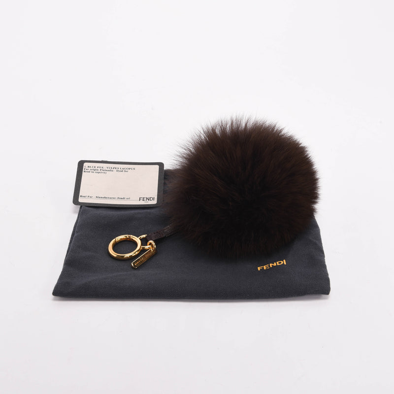 Fendi Chocolate Fur Pom Pom Bag Charm - Blue Spinach