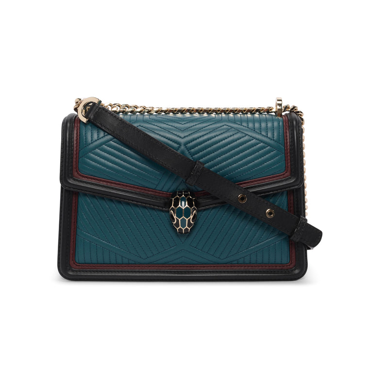 Bulgari Tri-Colour Nappa Diamond Blast Serpenti Forever Bag